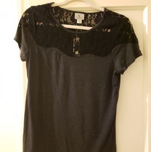 Charcoal and Black Lace Shirt